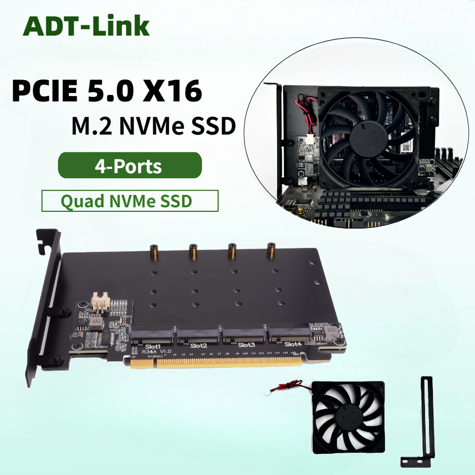 Quad M.2 Nvme Pcie Bifurcation Card - Kartu Pembagi Hard Disk M.2 NVMe