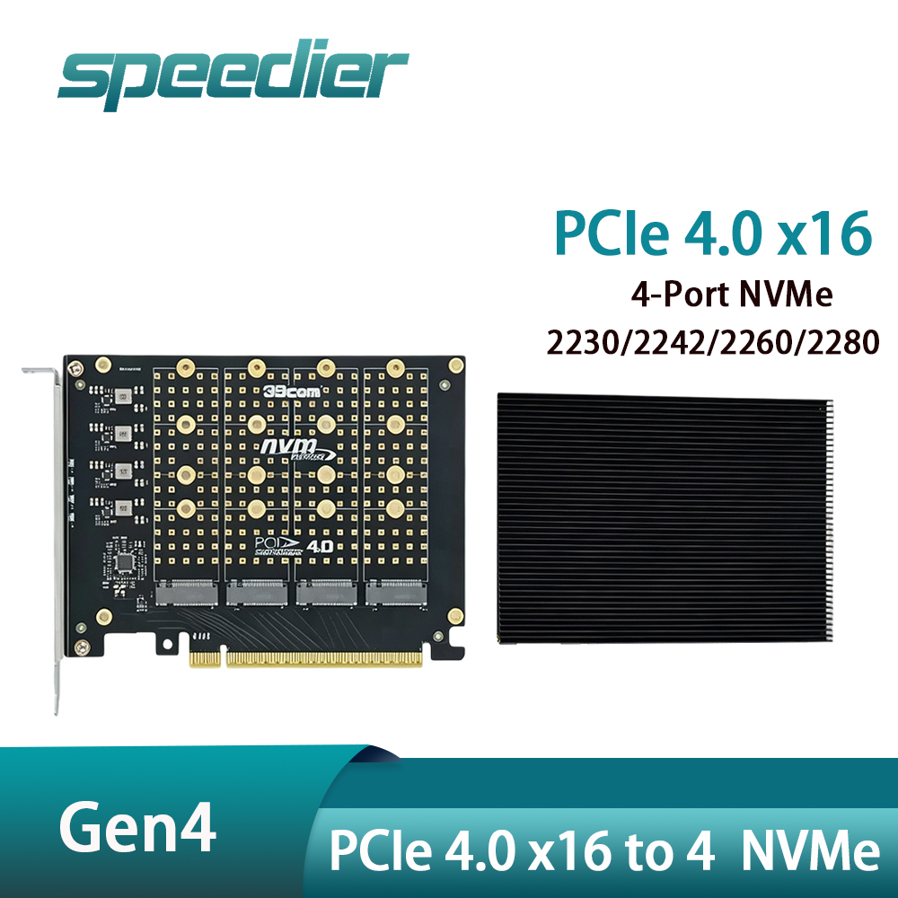 Quad M.2 Nvme Pcie Bifurcation Card - Kartu Adaptor PCIe 4.0 X16 ke