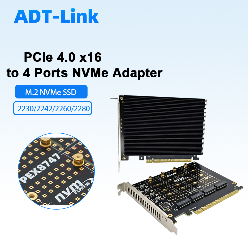 Kartu Adaptor PCIe 4.0 X16 Ke  - Quad M.2 Nvme Pcie Bifurcation Card ulasan dan harga