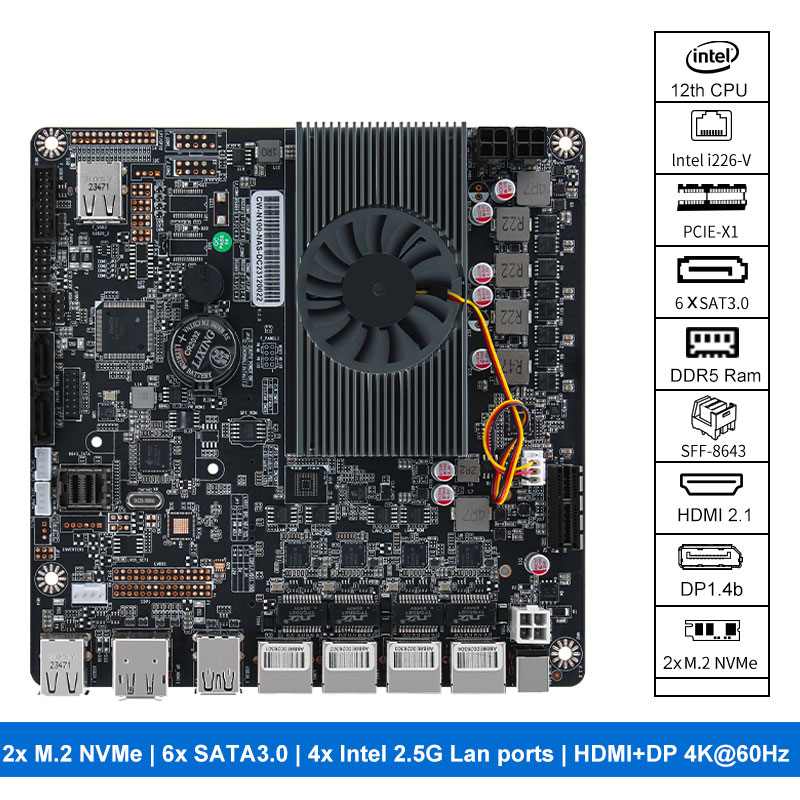 Motherboard N100 Nas 2xm.2 Nvm - Nas Motherboard N100 6 Sata ulasan dan harga