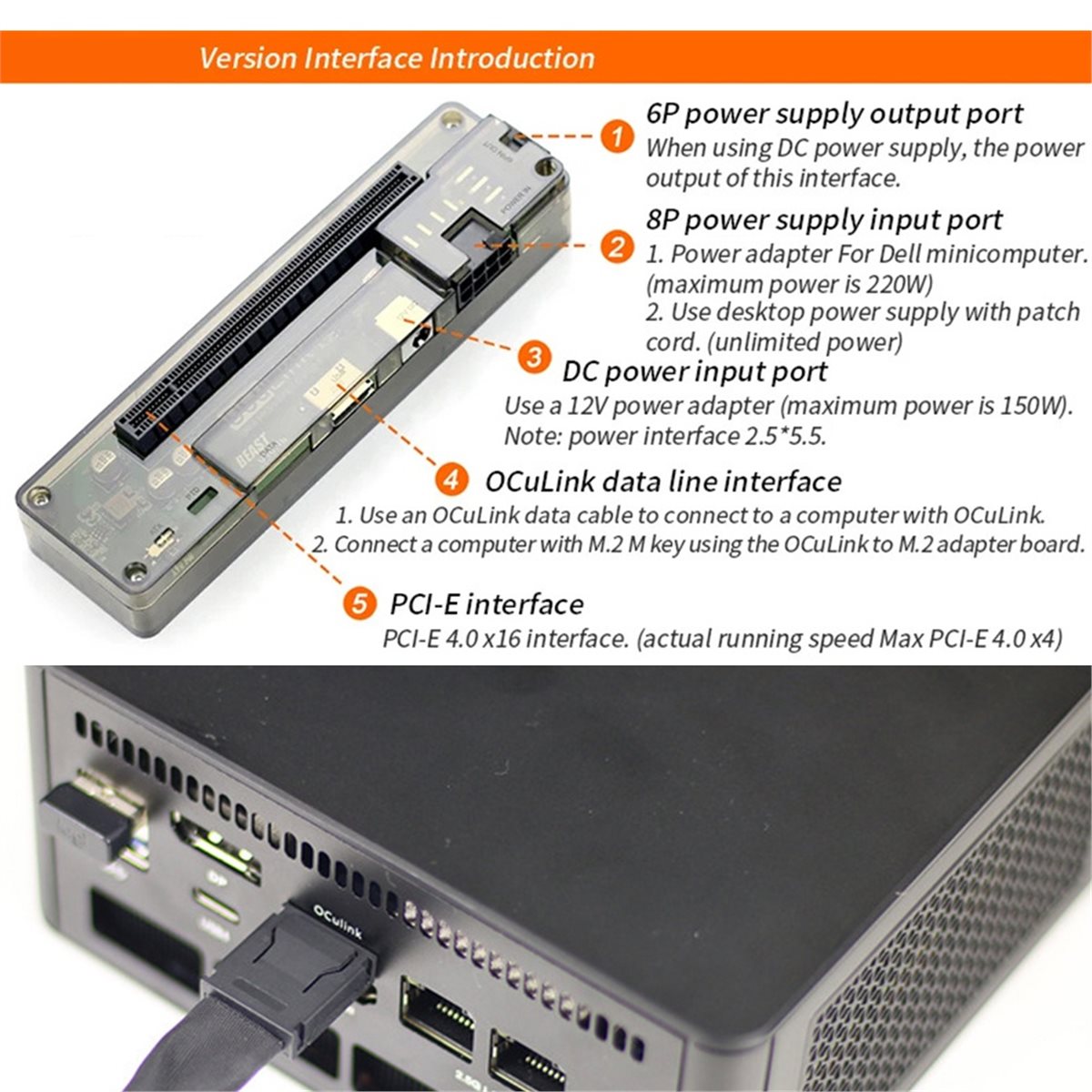Promosi OCuLink GPU Dock denga - External Gpu Dock Pcie 4.0 Oculink ulasan dan harga